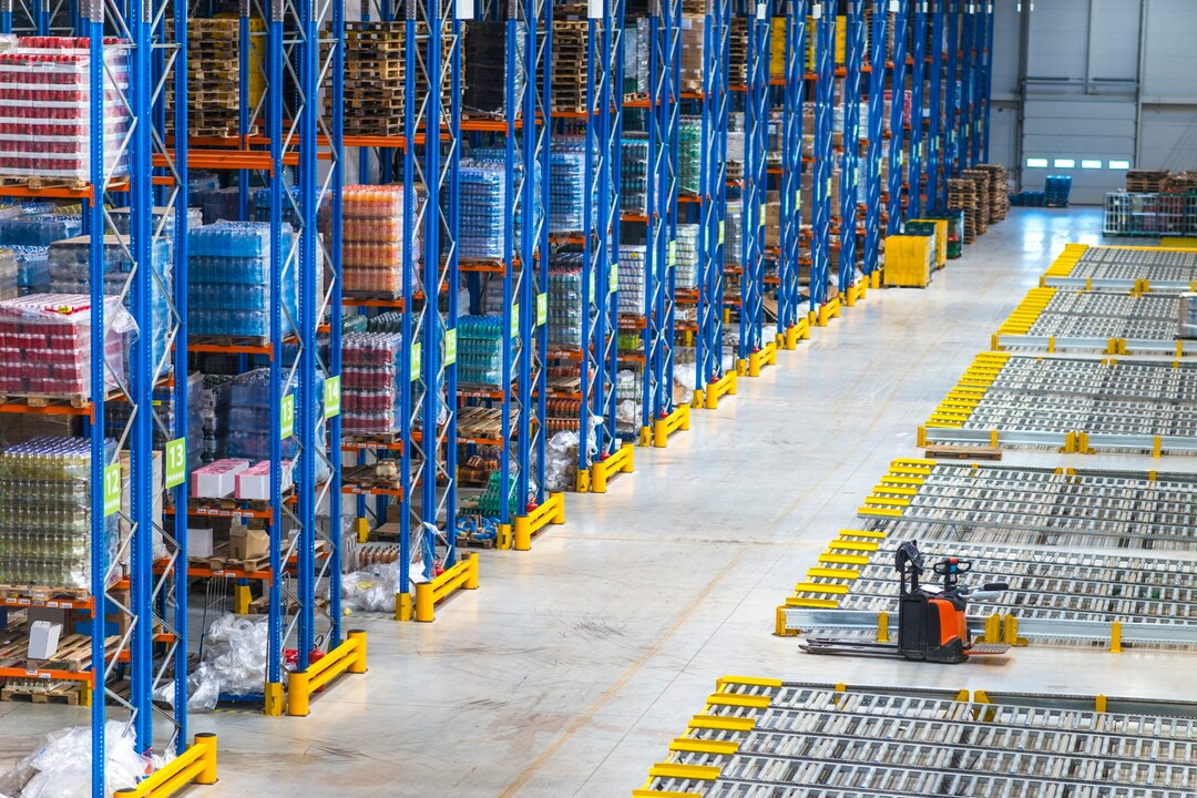Industrial logistics warehouse with automated systems